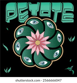 PEYOTE , flor cactus, abstract flower