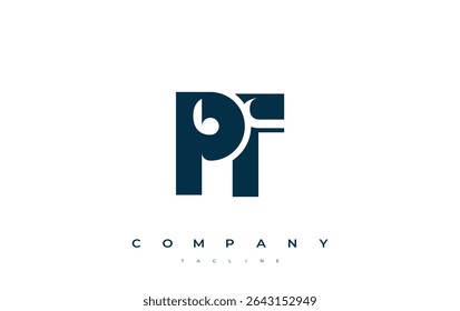 PF Abstract Geometric Logo Design. Modern and elegant logo design with simplistic typography elements, showcasing branding excellence.
