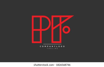 Diseño del logotipo del alfabeto de texto de letra monográfica de las iniciales abstractas del PF
