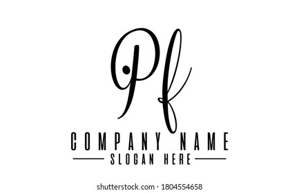 PF alphabet logo design, initial PF letter template vector design