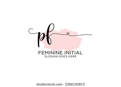 PF beauty monogram and elegant logo design handwriting logo of initial signature, wedding, fashion, floral and botanical with creative template.