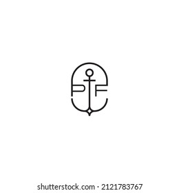 PF creative letter logo design in anchor concept with high quality professional design that will print well across any print media