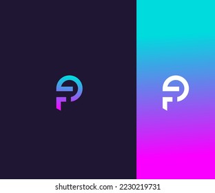 PF, FP Letra Vector Template Abstract Monograma Symbol . Usable para el deporte de negocios, la tecnología, la moda, el logotipo digital y creativo futuro