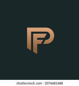 PF or FP. Monogram of two letters PF and FP. Simple minimal logo design. Vector illustration template.

