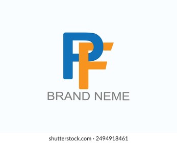 PF gradient colorful style logo design  template