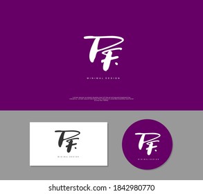 PF Escritura manual inicial o logotipo manuscrito para la identidad. Logo con firma y estilo dibujado a mano.