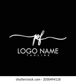 PF Initial Handwriting Logo Design Vektor
