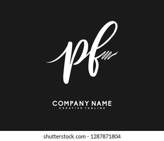 PF Initial Handwriting Logo Template Vector