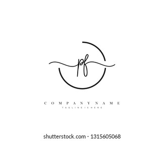 PF initial handwriting logo template vector