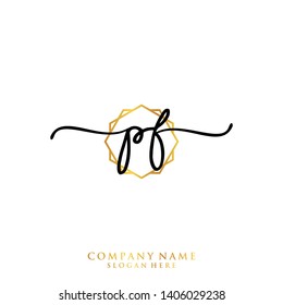 PF Initial handwriting logo template