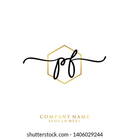 PF Initial handwriting logo template