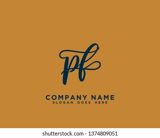 PF Initial Handwriting Logo Vector