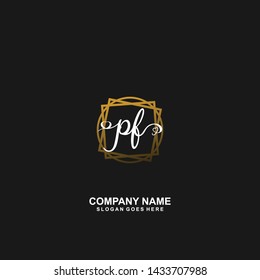 PF Initial handwriting logo vector
