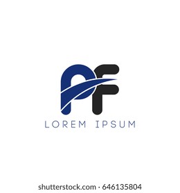 pf initial letter uppercase logo blue and black