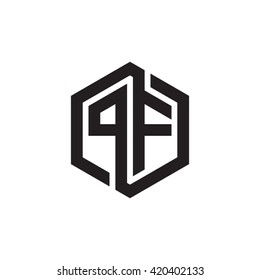PF initial letters looping linked hexagon monogram logo