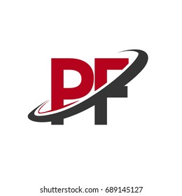 PF initial logo company name colored red and black swoosh design, isolated on white background. vector logo for business and company identity.