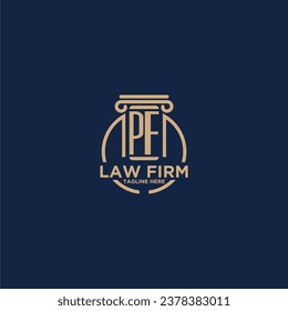 PF initial monogram for law firm with creative circle line