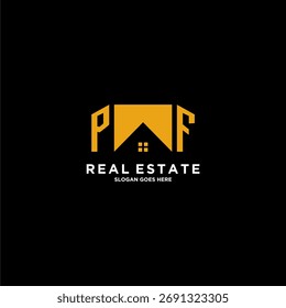 PF initial monogram logo for real estate with creative home design