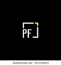 PF initial monogram logo with square style design