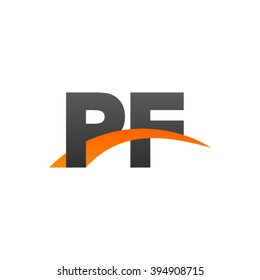 PF initial overlapping swoosh letter logo black orange