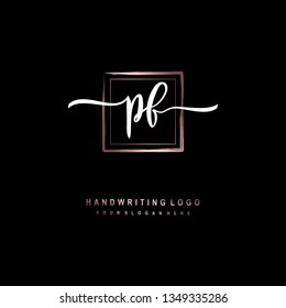 PF initial signature logo. handwriting logo template vector,