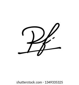 PF initial signature logo. handwriting logo template vector,