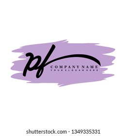 PF initial signature logo. handwriting logo template vector,