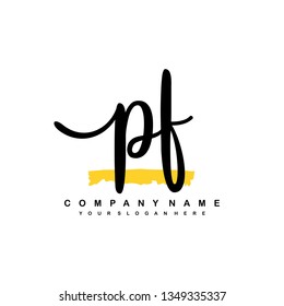 PF initial signature logo. handwriting logo template vector,