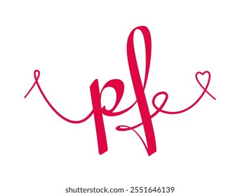 PF initial wedding monogram calligraphy vector illustration. Hand drawn lettering p and f love logo design for valentines day poster, greeting card, photo album, banner print or tattoo.