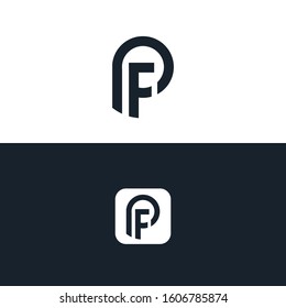 PF Letter with Arrow Logo Template vector Design