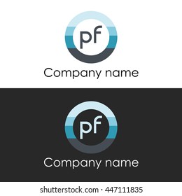 PF letter circle shape icon logo white blue