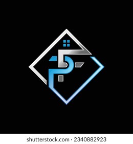 PF letter logo, with a square or rhombus. Having a strong bond to form trust, integrity, advance together upwards. Be suitable for the logo of real estate, construction, interior.