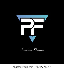 Logotipo de la letra del PF en triángulo - monograma moderno del gradiente para el diseño de la marca y de la identidad
