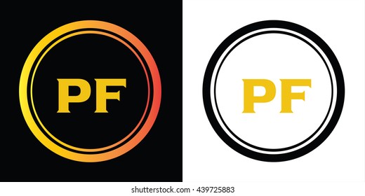 PF letters icon design template elements in abstract background logo, design identity in circle, alphabet letter