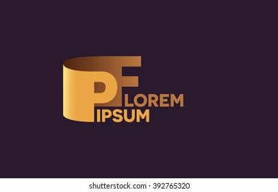 PF letters logo, P and F letters logo alphabet design.