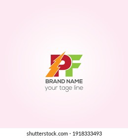 Diseño del logotipo vectorial de letras PF, diseño del logotipo de las iniciales de Creative PF 