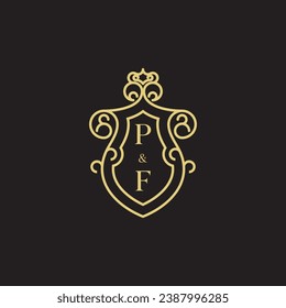 PF line vintage initial logo in high quality professional design that will print well across any print media