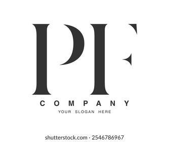 PF logo design. Initial letter p and f serif font style. Creative classic company name typography. Trendy logotype or identity. Vector illustration.