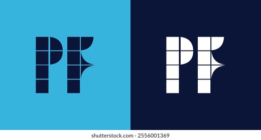 PF logo design with tile shape. Minimalist and modern vector illustration design suitable for business or brand