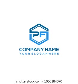 PF logo letter initial, Abstract polygonal Background Logo,