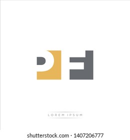 PF Logo Letter with Modern Negative space - Brown and Grey Color EPS 10