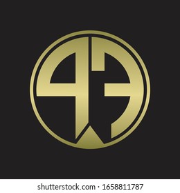 PF Logo monogram circle with piece ribbon style on gold colors