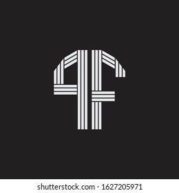 PF Logo monogram with outline style linked isolated on black background