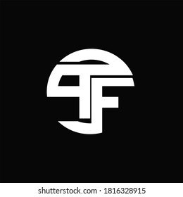 PF Logo monogram with rounded line swipe design template on black background
