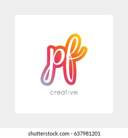 PF logo, vector. Useful as branding, app icon, alphabet combination, clip-art.