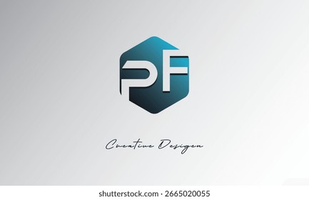 PF Minimal Polygon Shape Abstract Negative Space Symbol for Branding Use"