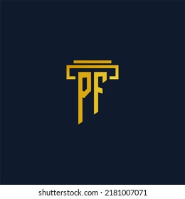 PF monogram initial logo for lawfirm with pillar design