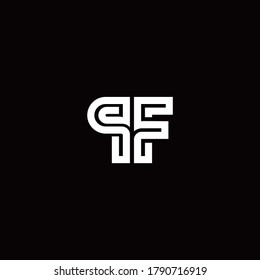 Logo de monograma PF con plantilla de diseño de línea abstracta