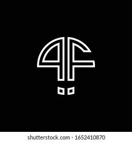 PF monogram logo circle ribbon style outline design template