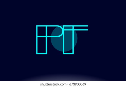 pf p f blue line circle letter logo alphabet creative company vector icon design template